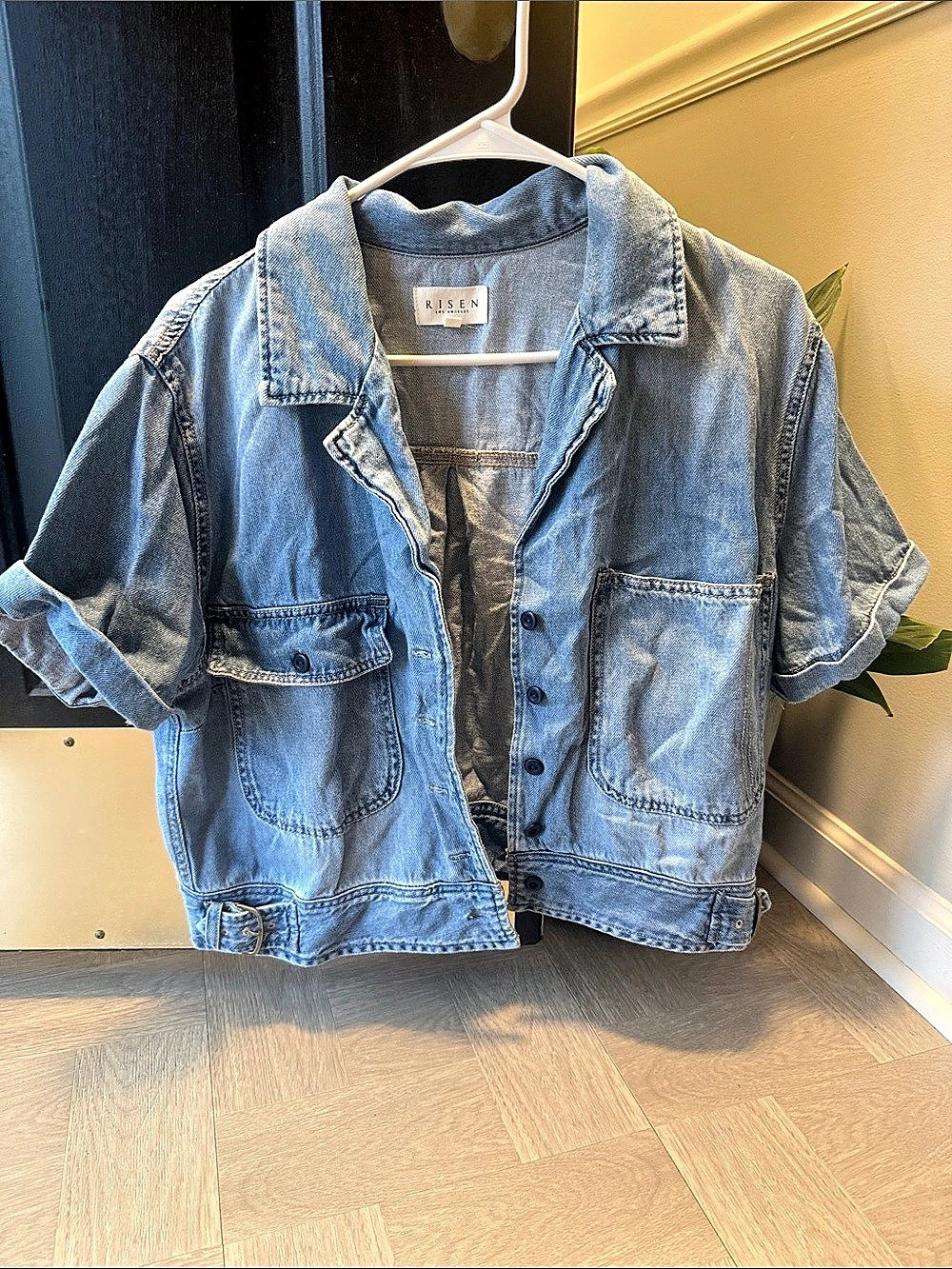 RISEN Denim Short Sleeve Jacket Blue XL Like New